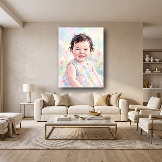 Charming Toddler Watercolor Canvas Wall Art - Home View