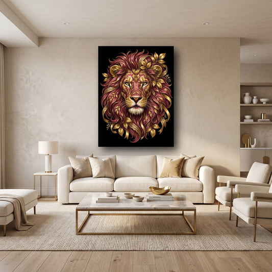 Regal Lion Canvas Wall Art - Home View