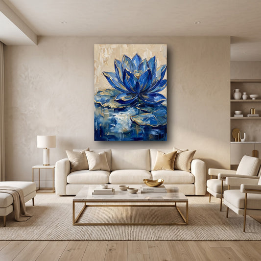 Blue Lotus Canvas Wall Art - Home View
