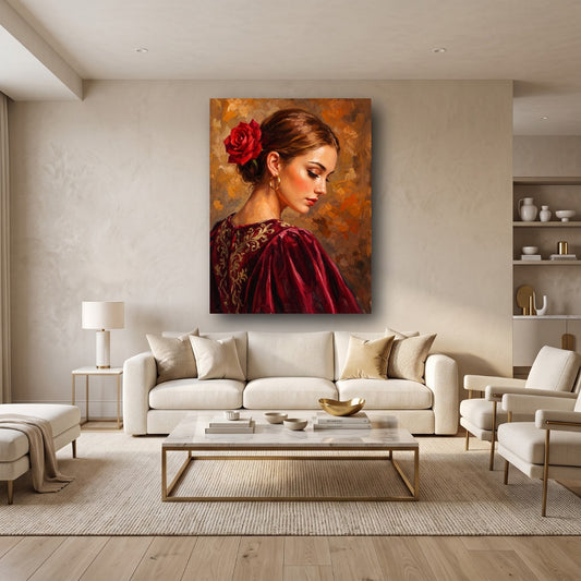 Spanish Rose Canvas Wall Art - Home View