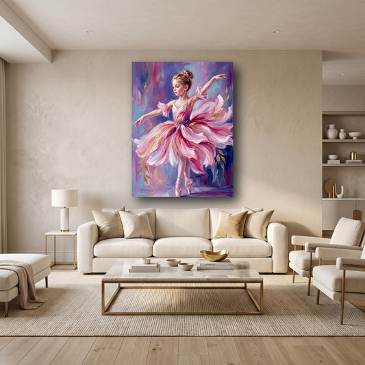 Little Ballerina in Pink Canvas Wall Art - Home View