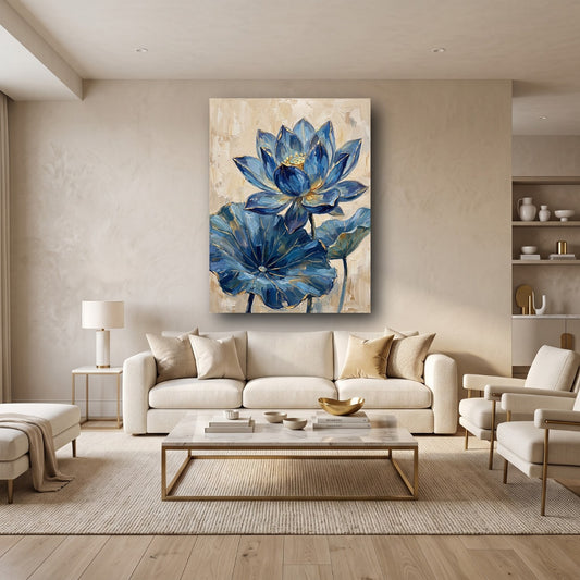 Blue Lotus Canvas Wall Art - Home View