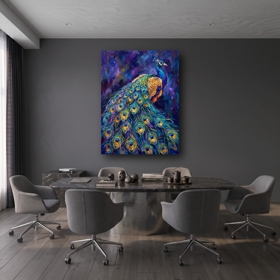 Majestic Peacock Canvas Wall Art - Office View
