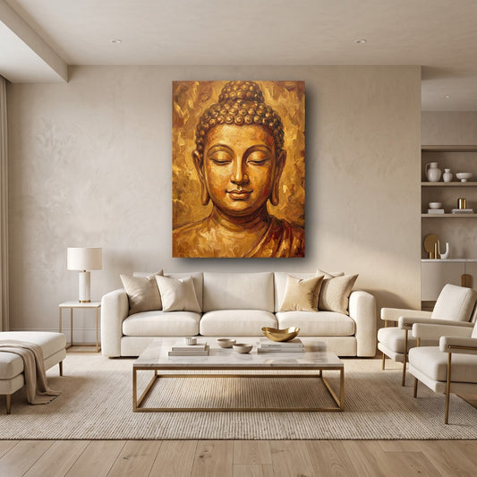 Golden Buddha Canvas Wall Art - Home View