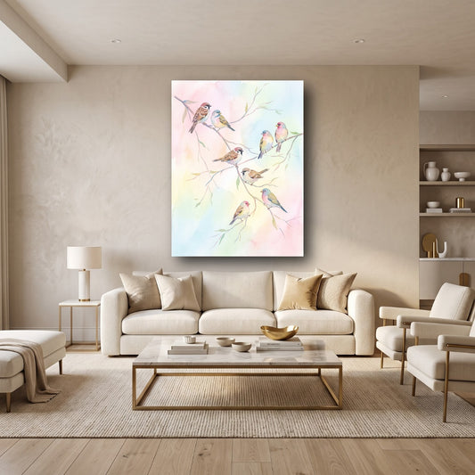 Charming Birds Canvas Wall Art - Home View
