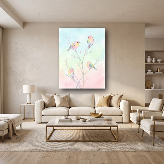 Watercolor Birds Canvas Wall Art - Home View