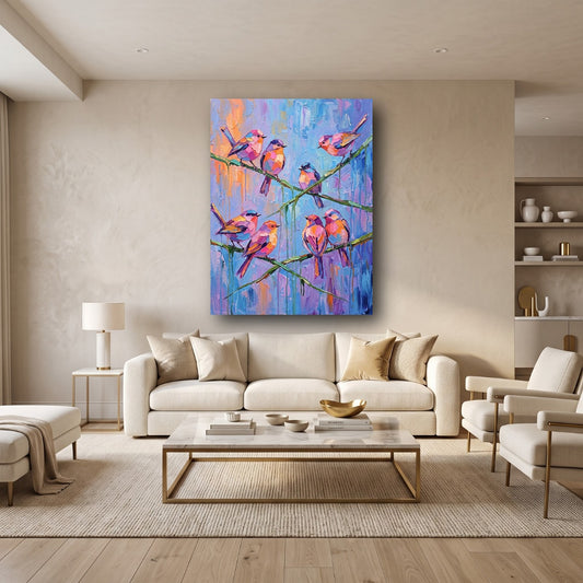 Vibrant Birds Canvas Wall Art - Home View
