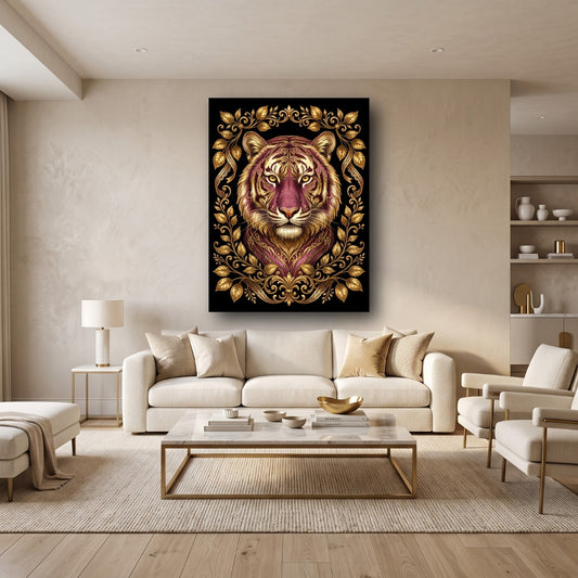 Golden Tiger Canvas Wall Art - Home View