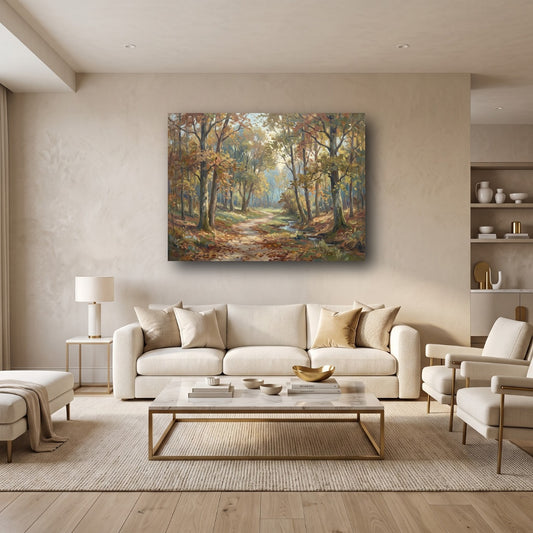 Autumn Woodland Path Canvas Wall Art - Home View
