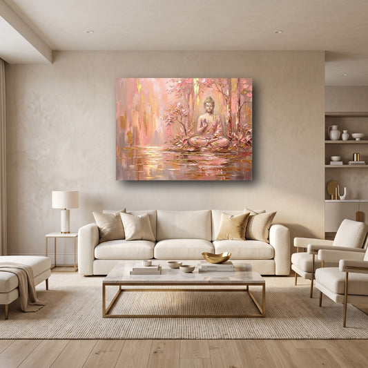 Pink Buddha Canvas Wall Art - Home View