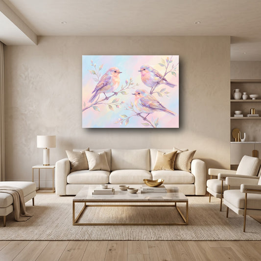 Charming Birds Canvas Wall Art - Home View