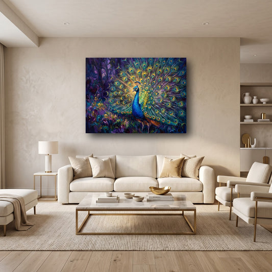 Majestic Peacock Canvas Wall Art - Home View