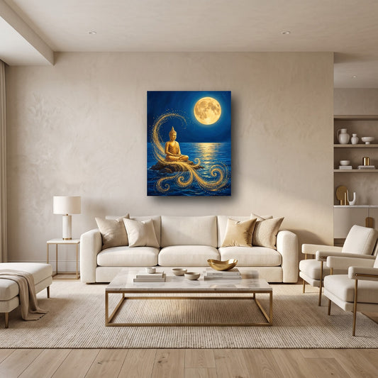 Golden Buddha Canvas Wall Art - Home View