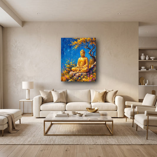 Golden Buddha Canvas Wall Art - Home View