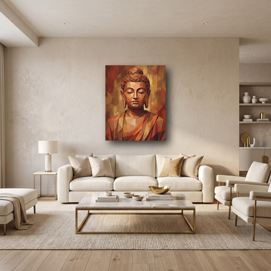 Geometric Buddha Canvas Wall Art - Home View