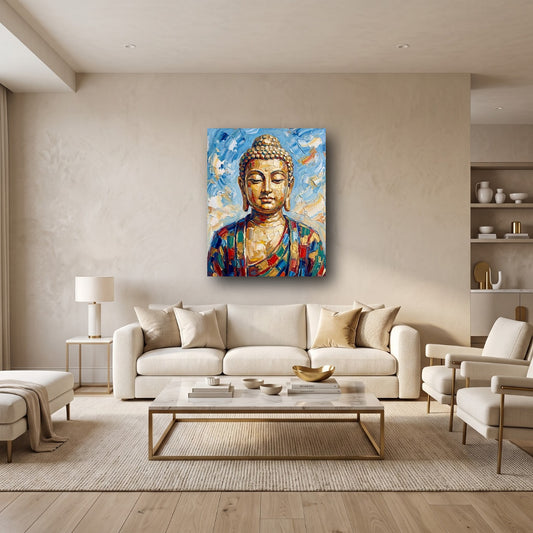 Golden Buddha Canvas Wall Art - Home View