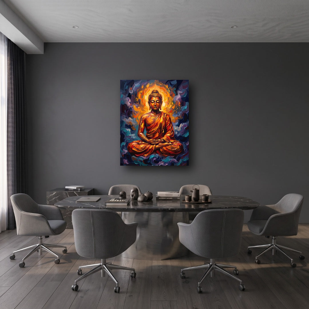 Meditative Buddha Canvas Wall Art - Office View
