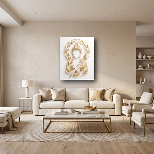 Golden Serenity Buddha Canvas Wall Art - Home View