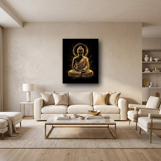 Golden Buddha Canvas Wall Art - Home View