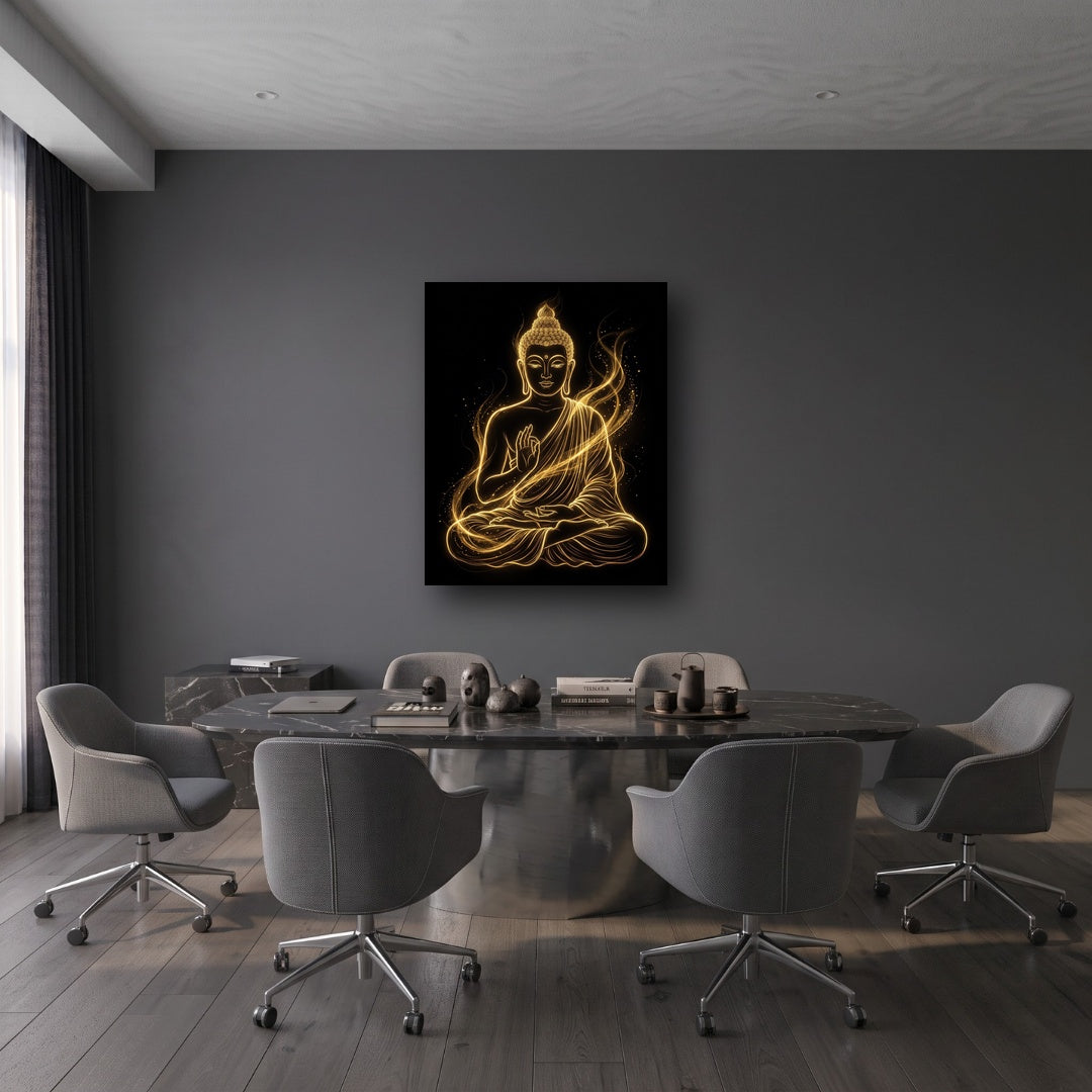 Golden Buddha Canvas Wall Art - Office View