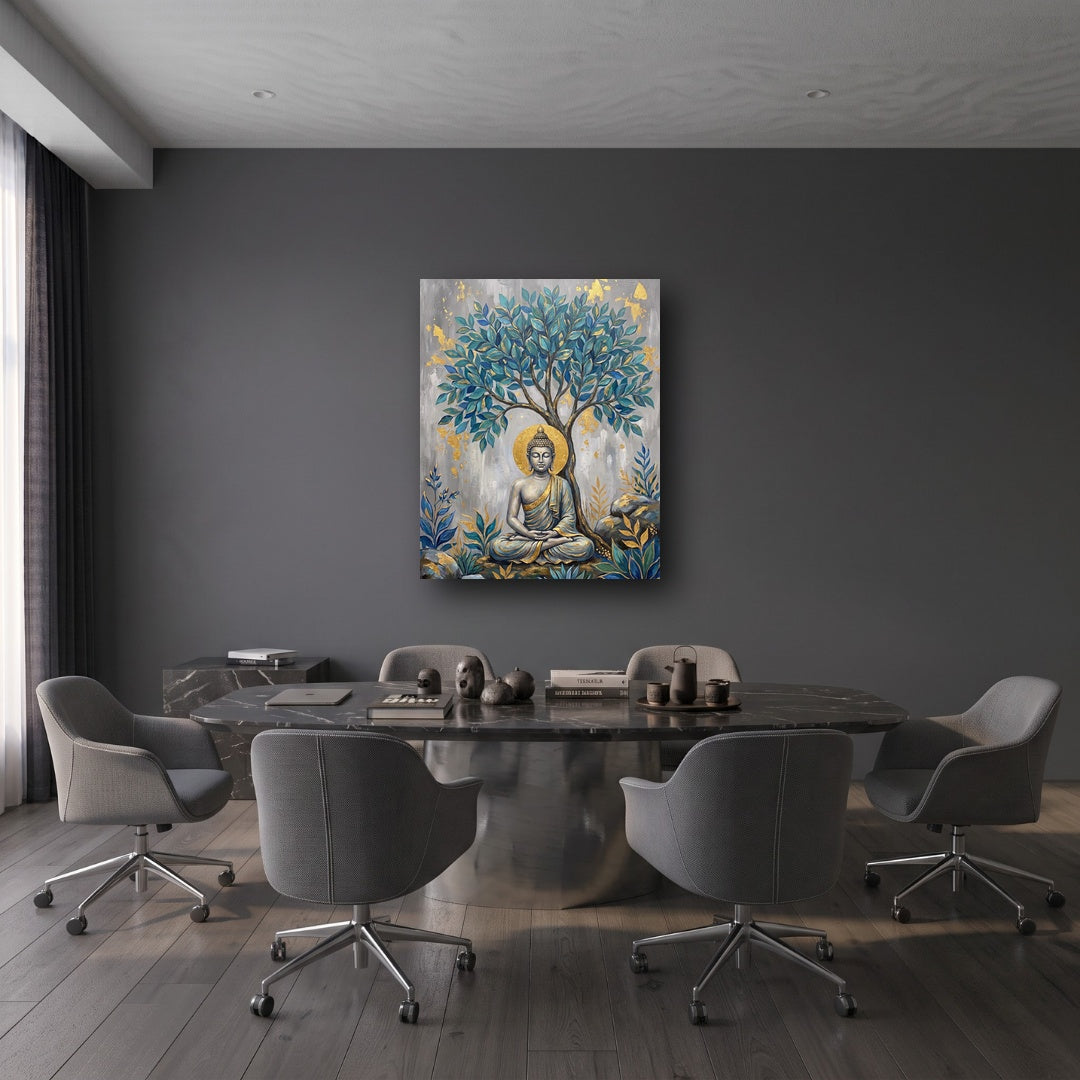Zen Buddha Canvas Wall Art - Office View