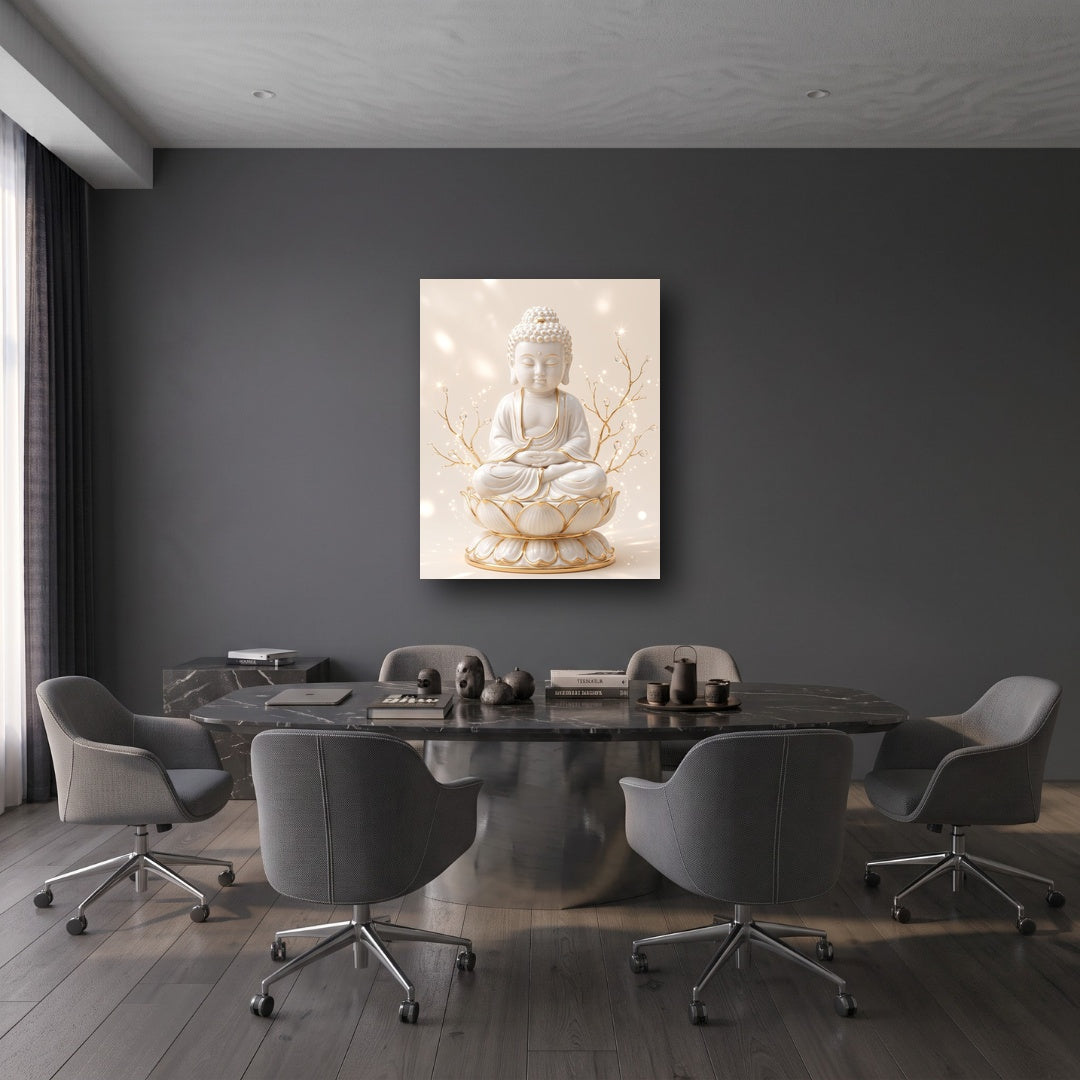Serene Buddha Canvas Wall Art - Office View