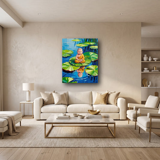 Serene Lotus Buddha Canvas Wall Art - Home View