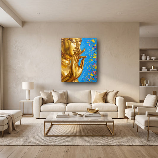 Golden Buddha Canvas Wall Art - Home View