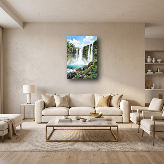 Serene Waterfall Canvas Wall Art - Home View