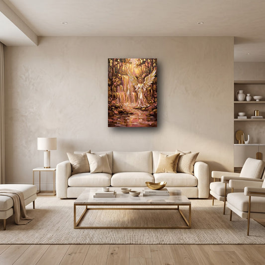 Golden Angel Waterfall Canvas Wall Art - Home View