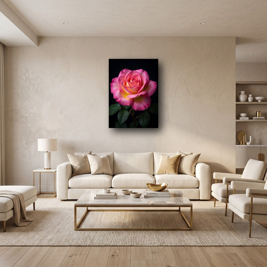 Vibrant Rose Canvas Wall Art - Home View