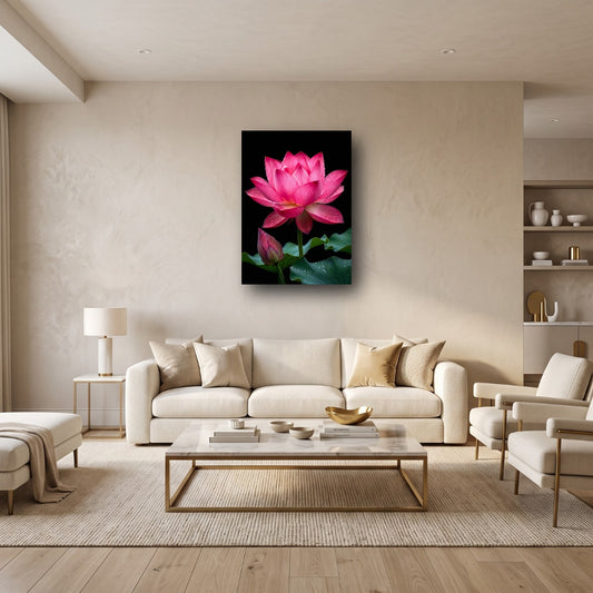 Pink Lotus Canvas Wall Art - Home View