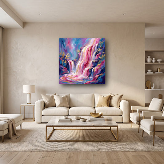 Vibrant Waterfall Canvas Wall Art - Home View