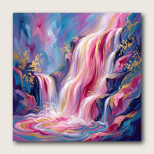 Vibrant Waterfall Canvas Wall Art - Plain View
