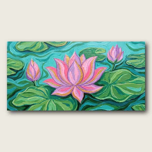 Pink Lotus Canvas Wall Art - Plain View