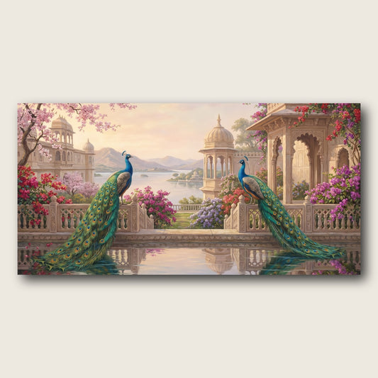 Palace Peacocks Canvas Wall Art - Plain View