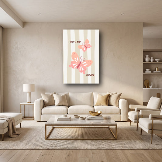 Happy and Growing Butterflies Canvas Wall Art - Home View