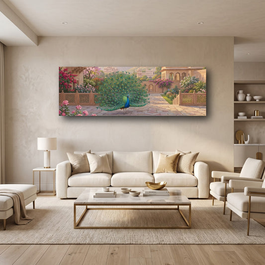 Royal Peacock Canvas Wall Art - Home View