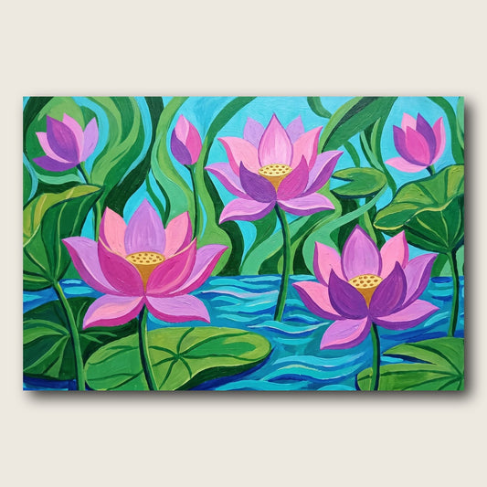 Blooming Lotus Canvas Wall Art - Plain View