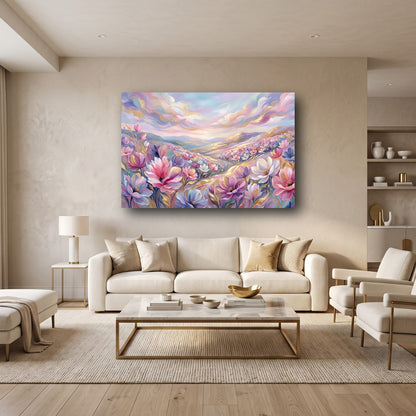 Dreamy Floral Horizon Canvas Wall Art - Home View