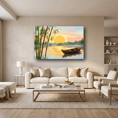 Serene Sunrise Canvas Wall Art - Home View