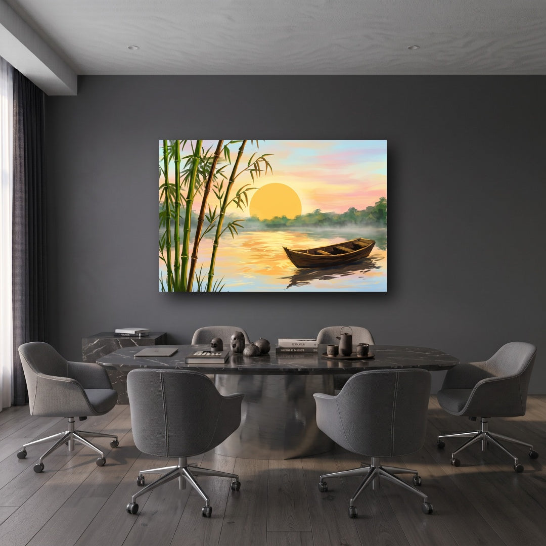 Serene Sunrise Canvas Wall Art - Office View