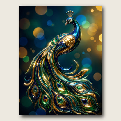 Golden Peacock Canvas Wall Art - Plain View