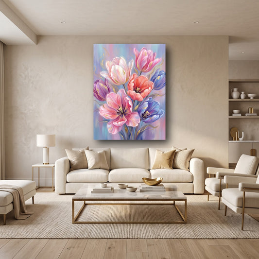Tulip Harmony Canvas Wall Art - Home View