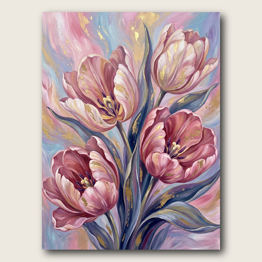 Blushing Tulips Canvas Wall Art - Plain View