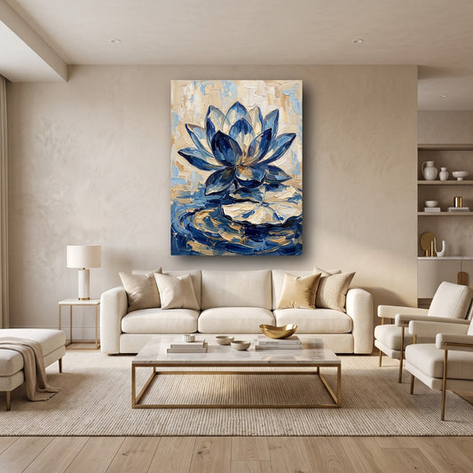 Blue Lotus Canvas Wall Art - Home View
