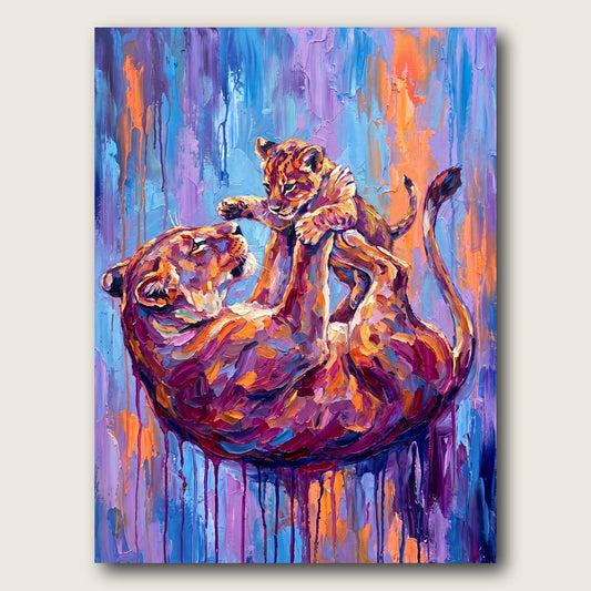 Vibrant Lion Family Canvas Wall Art - Plain View