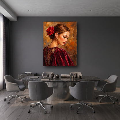 Spanish Rose Canvas Wall Art - Office View