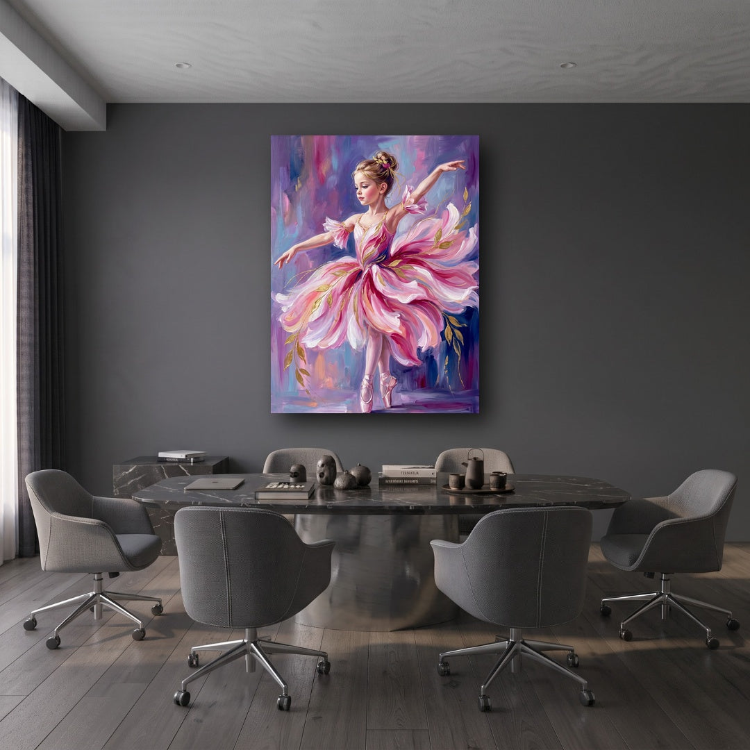 Little Ballerina in Pink Canvas Wall Art - Office View