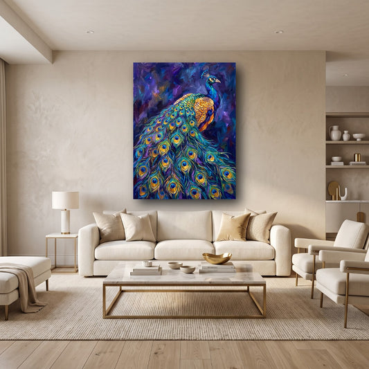 Majestic Peacock Canvas Wall Art - Home View